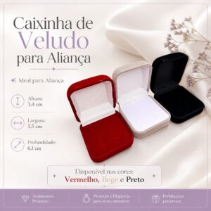 Caixinha de Veludo para Aliança de Compromisso – Estojo Porta-Joias
