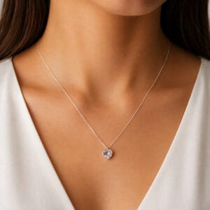 Colar Coração de Cristal 10 mm em Prata 925