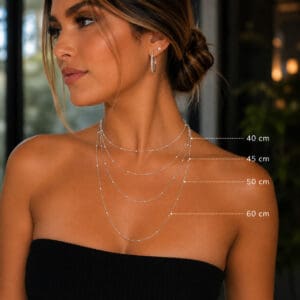 Colar Corrente Veneziana V15 com Bolinhas em Prata 925 – 40, 45, 50 ou 60 cm