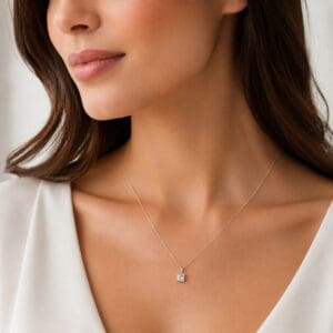 Colar Ponto de Luz Quadrado com Zircônia em Prata 925