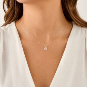Colar Veneziana com Pingente Gota de Zircônia em Prata 925
