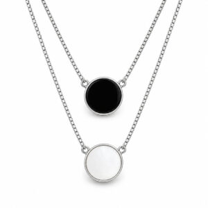 Escapulário Ônix com Madrepérola em Prata 925 – 60 cm