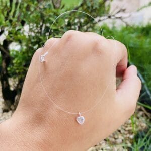 Colar Nylon Pingente Coração 4mm