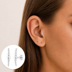 Piercing de Prata Unissex Bolinhas para Trágus