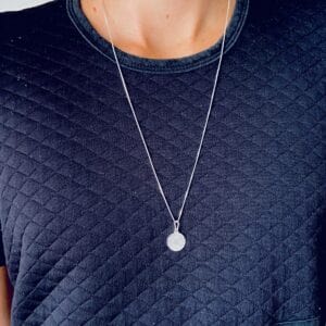 Corrente Veneziana e Pingente Unissex Medalha Pai Nosso 15 mm