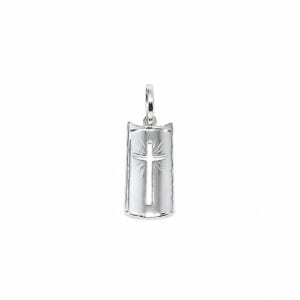 Pingente Plaquinha com Cruz em Prata 925 – 19 mm x 8 mm