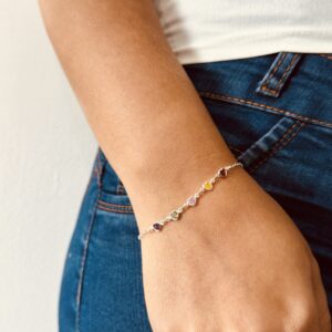 Pulseira Cadeado 5 Corações Coloridos