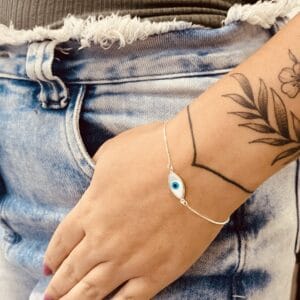 Pulseira Veneziana Olho Grego Navete 8 mm