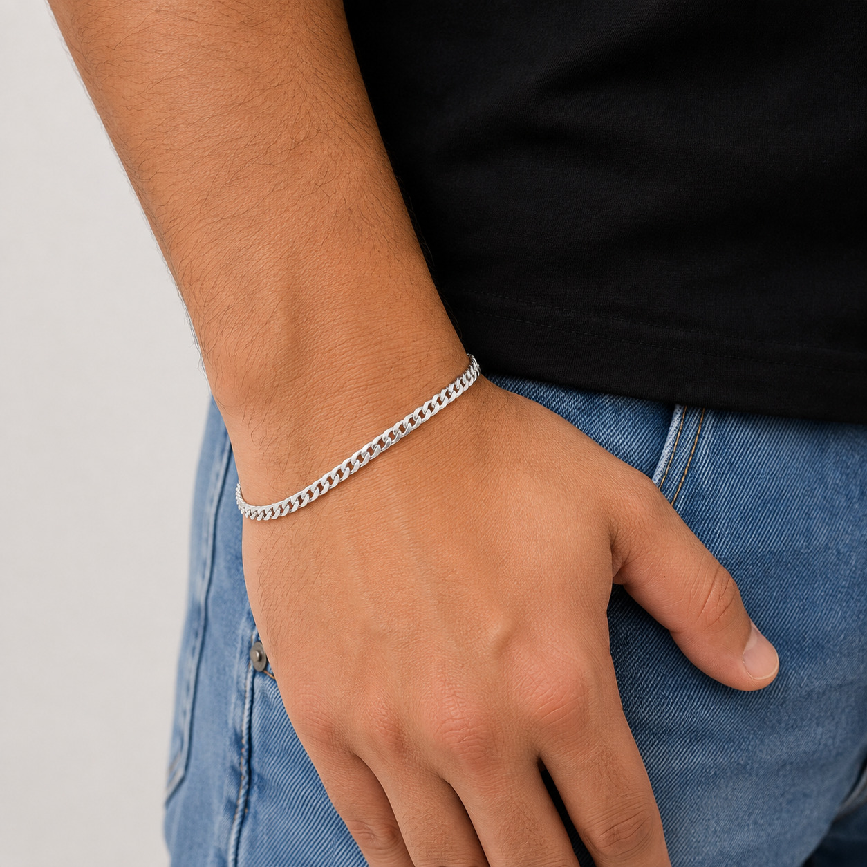 Pulseira Masculina Grumet em Prata 925 4 mm (4)