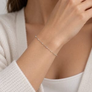 Pulseira Veneziana V-12 com Bolinhas 18 cm em Prata 925