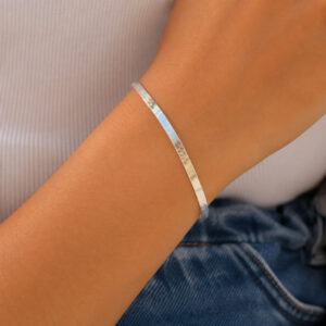 Pulseira em Prata 925 Malha Laminada 18,5 cm 3 mm