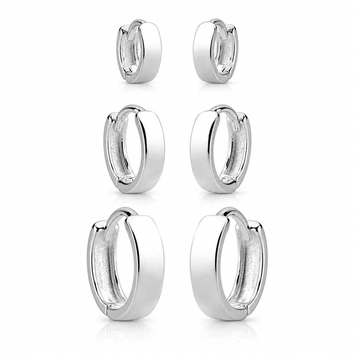 Trio de Argolas Lisas Click em Prata 925 – 9 mm, 11 mm e 13 mm (4)