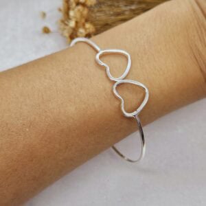 Bracelete Geométrico 2 Corações Vazados