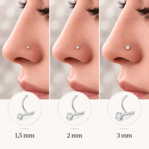 Piercing de Nariz em Prata 925 com Pedra – 1,5 mm, 2 mm ou 3 mm