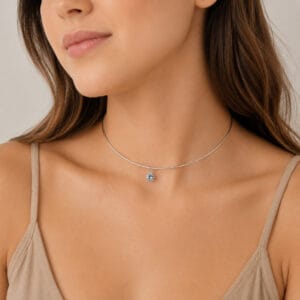 Choker Aro Liso com Pingente Ponto de Luz em Prata 925