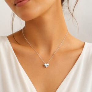 Colar Veneziana com Coração Liso em Prata 925