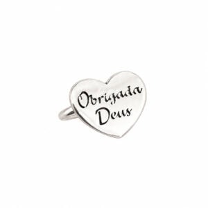 Anel Coração “Obrigada Deus” em Prata 925 – Coração 13 mm