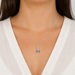 Colar Nossa Senhora Aparecida com Zircônias Azuis em Prata 925