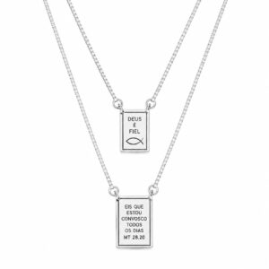 Escapulário “Deus é Fiel” em Prata 925 – 70 cm