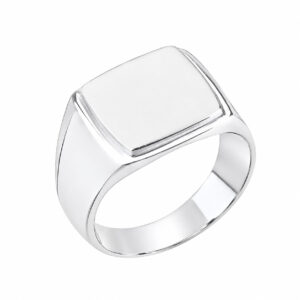 Anel Quadrado Liso Unissex em Prata 925