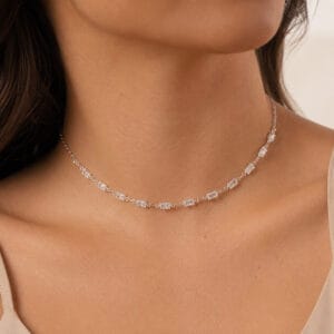 Choker com Zircônias Retangulares 5 mm em Prata 925