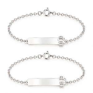 Pulseira Infantil Plaquinha com Menino ou Menina em Prata 925 – 14,5 cm