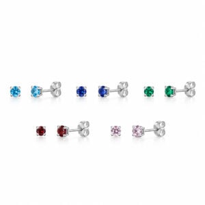 Brinco Ponto de Luz Colorido 3 mm em Prata 925