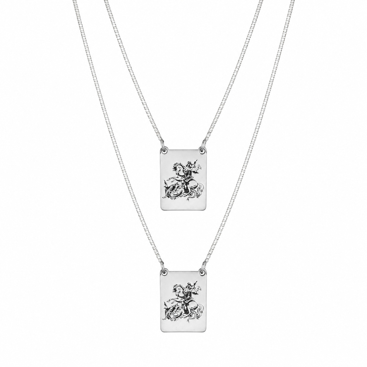 Escapulário São Jorge em Prata 925 70 cm – Placas 10 x 12 mm (5)