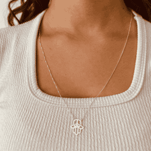 Colar Veneziana 60 cm e Mão Hamsa
