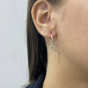 Argola Unissex Fio Liso e Pingente Estrela de Davi