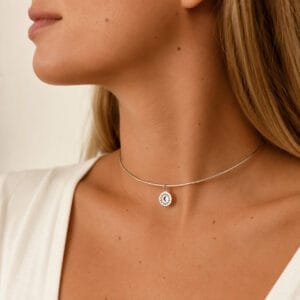 Choker Aro Liso com Pingente Sol e Lua em Prata 925