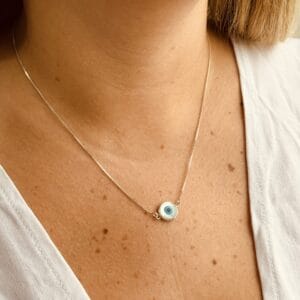 Colar Veneziana Olho Grego Madrepérola 10 mm