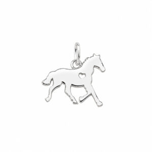Pingente Cavalo com Coração em Prata 925 – 18 mm