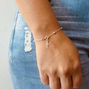 Pulseira Cartier Bolinhas e Pingente Cruz