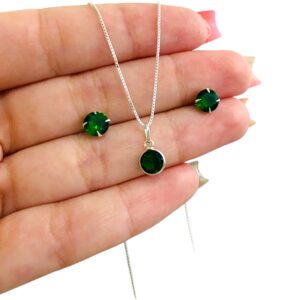Conjunto Zircônia Redonda Verde Esmeralda