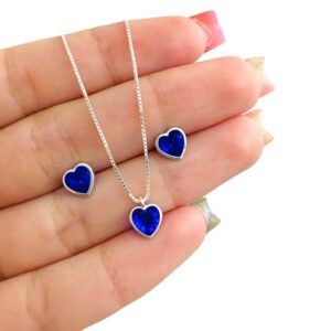 Conjunto Coração com Zircônia Azul Caneta