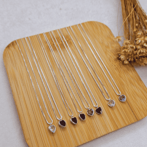 Colar Veneziana 40 cm Pingente Zircônia Coração 4 mm