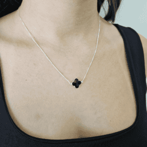 Colar Trevo Importado Preto 13 mm