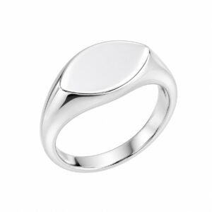 Anel Sinete Oval Liso em Prata 925