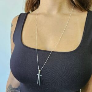 Colar Unissex Veneziana 70 cm Cruz Bipartida