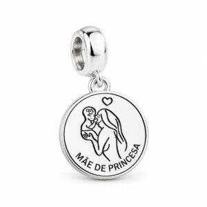Berloque Medalha Mãe de Princesa em Prata 925 – 12 mm