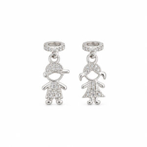 Berloque Menino ou Menina Cravejado em Prata 925 – 6 x 15 mm