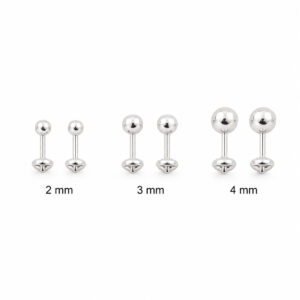 Brinco Infantil Bolinha em Prata 925 – 2 mm, 3 mm ou 4 mm com Tarraxa Baby Confort