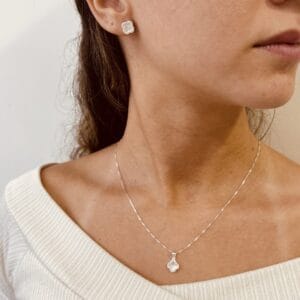 Conjunto Trevo de Luxo Madrepérola com Zircônias