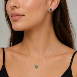 Conjunto Coração Caixa Alta Tiffany em Prata 925 – Colar e Brincos