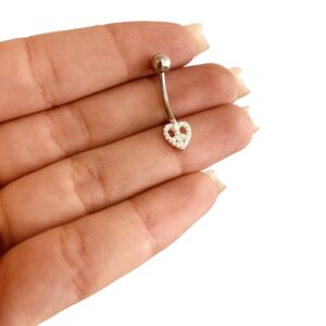 Piercing Umbigo Coração Cravejado Peace