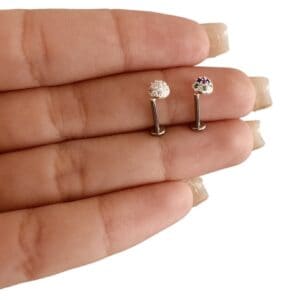 Piercing Pino Aço Meia Bola Cravejada