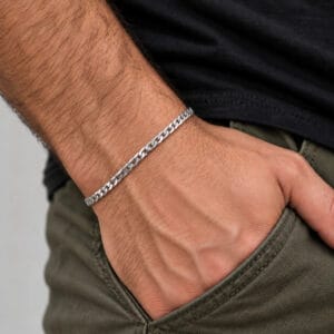 Pulseira Masculina Grumet em Prata 925 – 21 cm x 3,5 mm