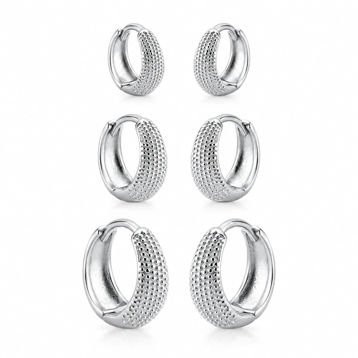 Trio de Argolas Craqueladas em Prata 925 – 10 mm, 12 mm e 14 mm (1)