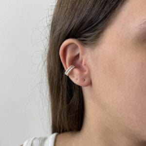 Piercing Fake 2 em 1 Cravejado e Bolinhas